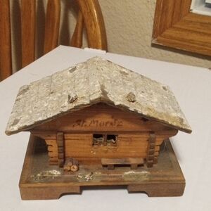 Rustic Wooden Chalet Music Box